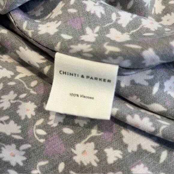 Chinti & Parker Gabriel Floral Mini Dress Black and Purple Wrap Look Size 6 - Picture 8 of 13